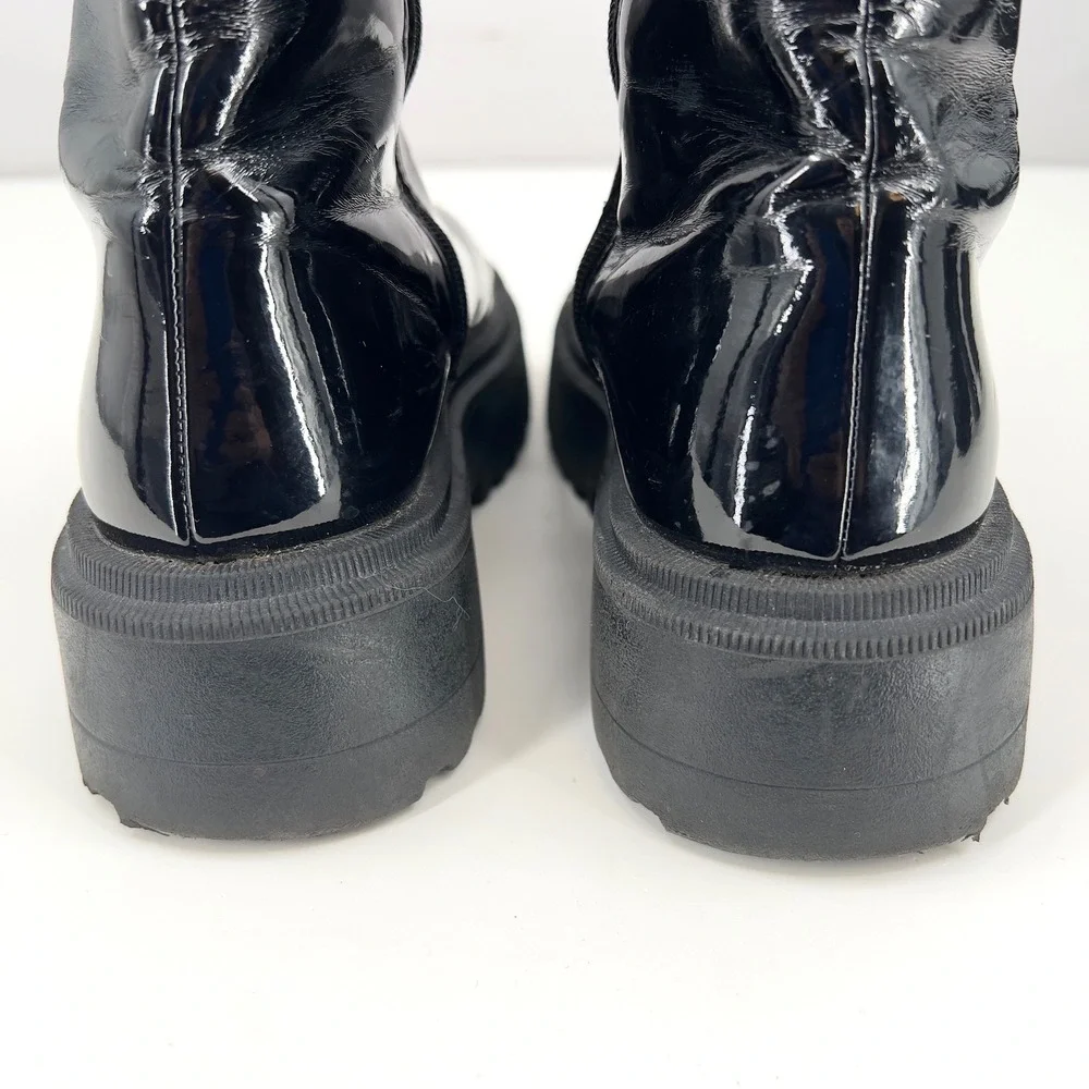 Zara Kids Girls EU33 US1 Black Patent Platform Boots Chunky Goth Punk Alt Edgy